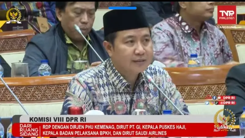 Direktur Jenderal Penyelenggaraan Haji dan Umroh Kemenag Hilman Latief dalam Rapat Dengar Pendapat dengan Komisi VIII DPR RI, Rabu (15/2/2023).