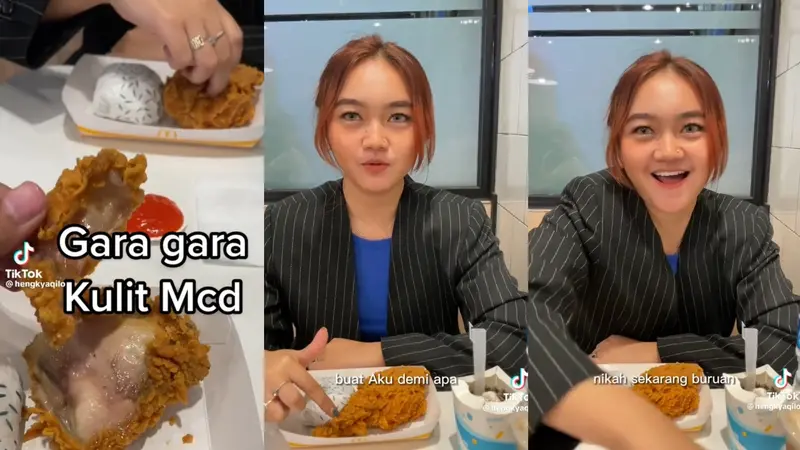 Viral Cewek Ngajak Nikah Pacarnya karena Dikasih Kulit Ayam McD. (Sumber: TikTok/hengkyaqilo)