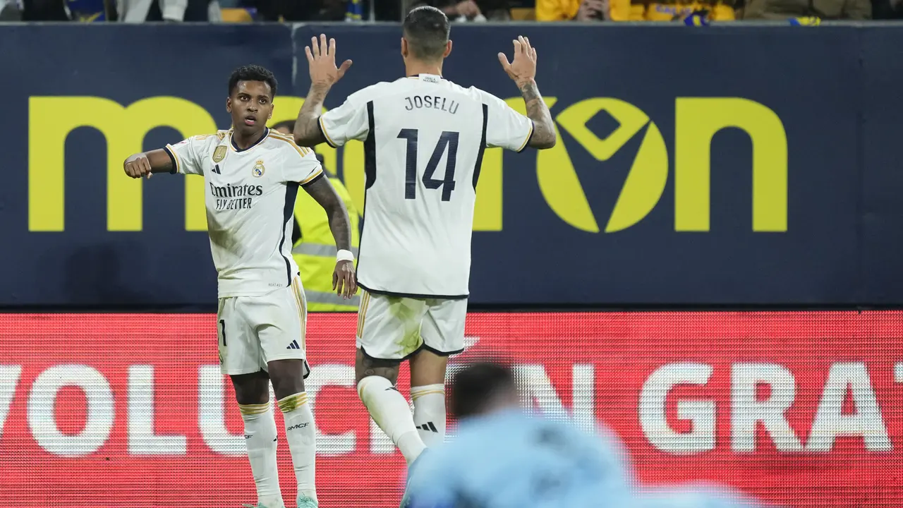 Selebrasi Rodrygo saat membantu Real Madrid mencukur Cadiz di LaLiga