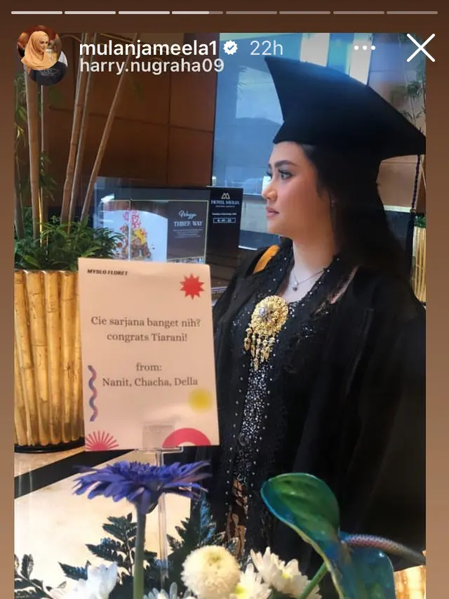 Tiarani Savitri anak Mulan Jameela wisuda S1 (Foto: instagram @mulanjameela1)
