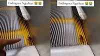 Video aksi kecoa yang terjebak di eskalator (sumber: TikTok/mr.sam_fg)