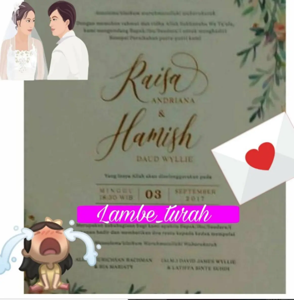 Undangan Raisa dan Hamish Daud yang beredar. (Instagram @lambe_turah)