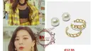 Tak hanya baju, perhiasan juga biasanya punya harga selangit. Namun Seulgi Red Velvet tetap keren dengan asesoris 200 ribuan. [RV Fashion Indo]