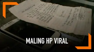 Seorang pencuri HP mengembalikan barang curian tersebut beserta dengan surat permintaan maaf pada korban di Depok.