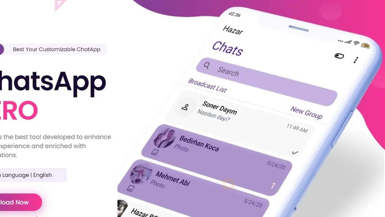 Aplikasi pesan singkat WhatsApp Aero.