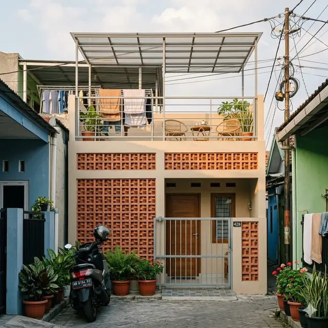 Rumah di Gang Sempit dengan Rooftop untuk Jemur dan Area Santai