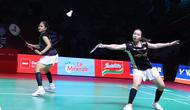 Aksi ganda putri Indonesia, Rachel Allessya Rose/Febi Setianingrum, pada babak kedua Indonesia Open 2026 di Istora Senayan, Jakarta, Kamis (4/6/2026). (PBSI)
