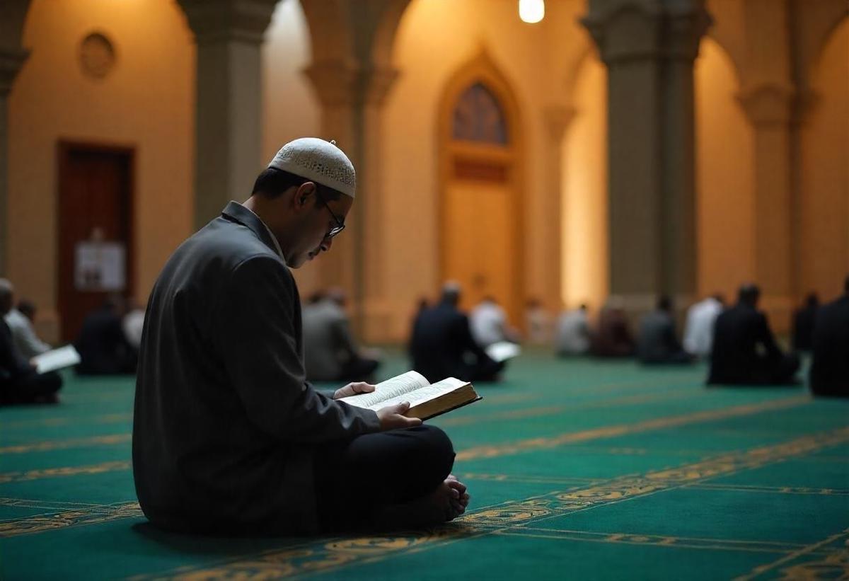 Ilustrasi i'tikaf di masjid
