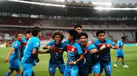 Ekspresi kegembiraan pemain Filipina usai menggasak Malaysia dengan skor 2-0 dalam laga pertama Grup A Piala AFF U-23 2025 di Stadion Utama Gelora Bung Karno, Jakarta, Selasa (15/7/2025). (Dok. ASEAN United FC).