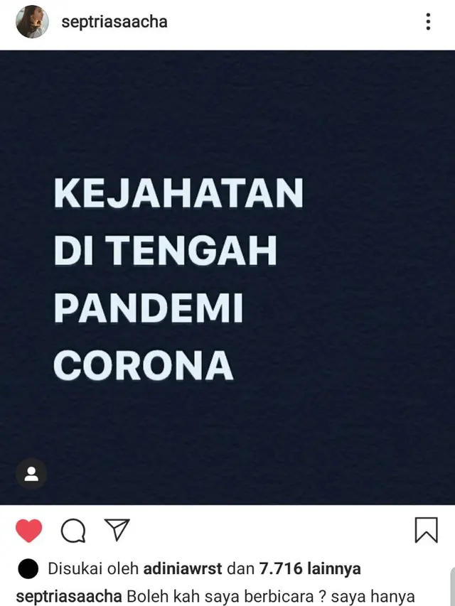 Unggahan Acha Septriasa. (Foto: Instagram @septriasaacha)