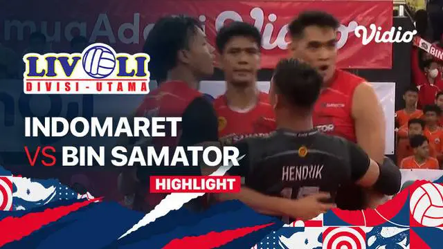 Berita video highlights laga final four Livoli Divisi Utama 2022 putra antara Indomaret Sidoarjo melawan Surabaya BIN Samator, Jumat (4/11/2022) pagi hari WIB.