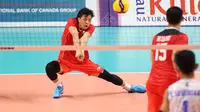 Timnas Bola Voli Putra Indonesia meraih medali emas SEA Games 2023 mengalahkan Kamboja 3-0 di Kompleks Olahraga Olympic Stadium, Phnom Penh, Senin (8/5/2023). (Bola.com/Abdul Aziz)