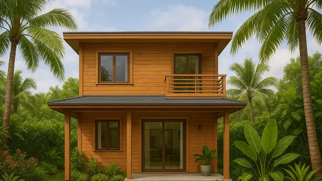 Desain Rumah Kayu 6x12 yang Asri