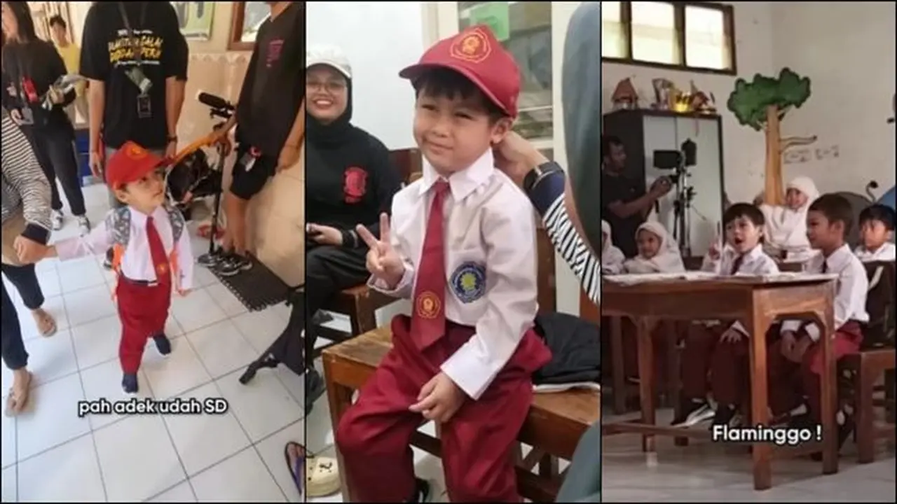 Potret Kiano dan Kenzo Pakai Seragam SD saat Syuting Bareng (credit: instagram/baimwong)