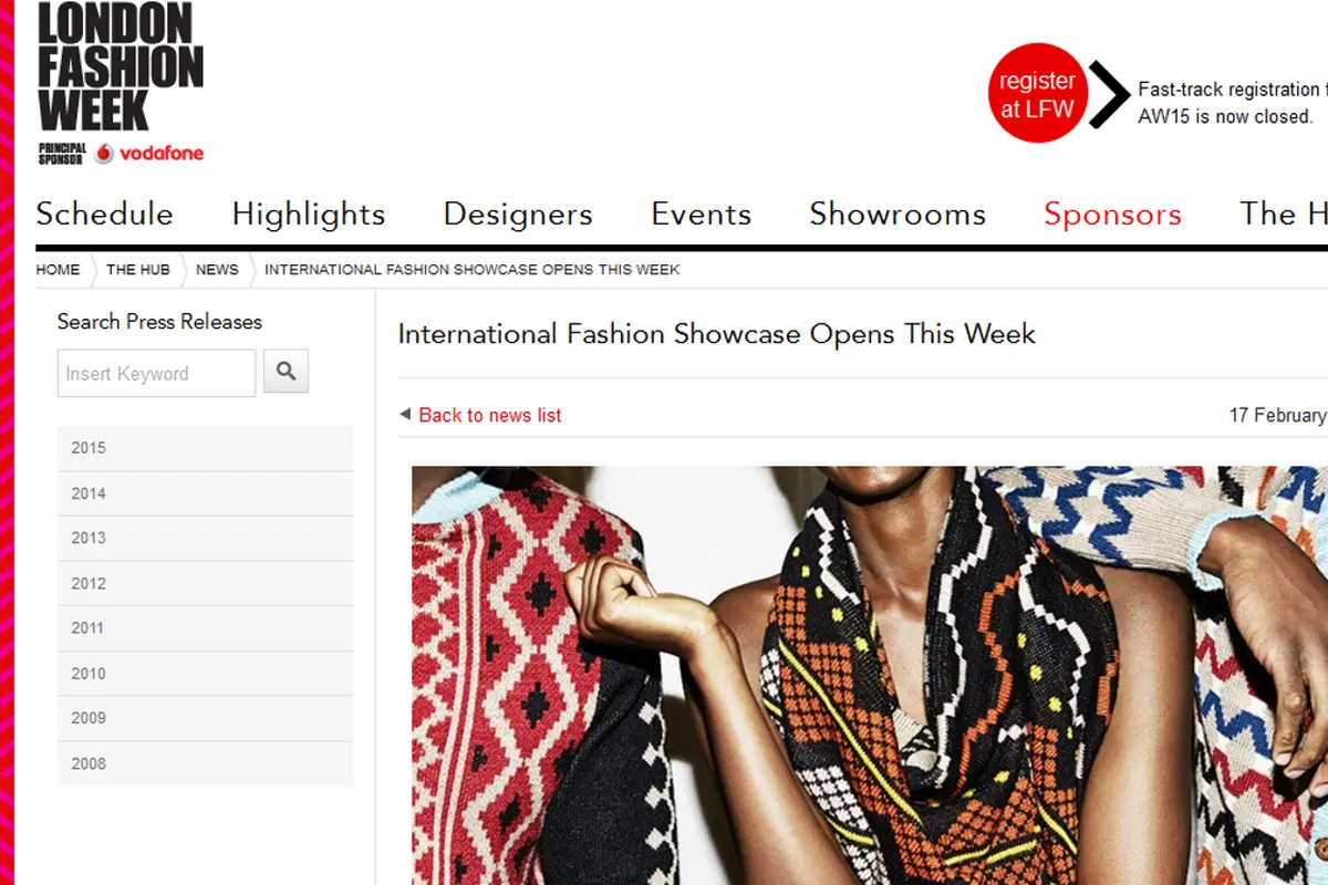 London Fashion Week - International Fashion Showcase 2015