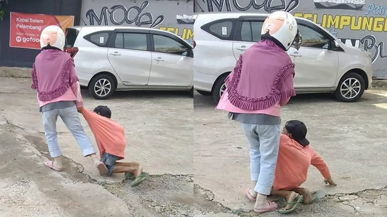 Video Istri Aniaya Suami di Pinggir Jalan