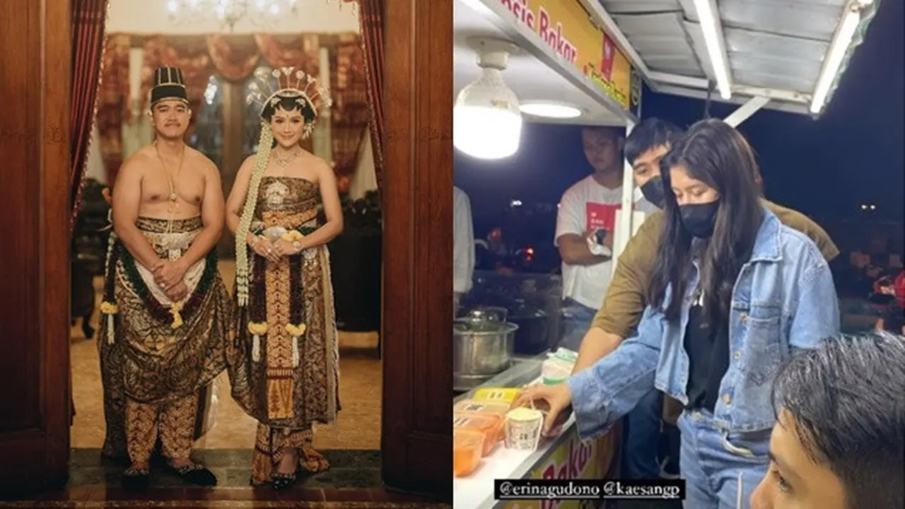 5 Potret Pengantin Baru Kaesang Pangarep dan Erina Gudono Makan di Warung Kaki Lima