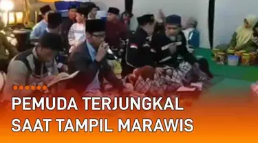 Nasib apes bisa terjadi kapan saja, bahkan saat momen penting hajatan. Seperti baru-baru ini viral dialami seorang pemuda yang tengah tampil marawis. Ia jatuh keluar panggung saat hendak duduk bersandar.