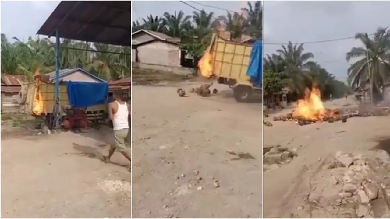 Viral Video 500 Tabung Gas 3 Kg Terbakar di Dalam Truk, Bikin Warga Panik Menjauh
