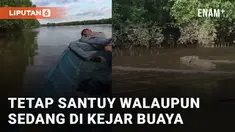 Aksi pria tertidur di perahu dan tidak sengaja bertemu buaya saat di sungai mengundang perhatian