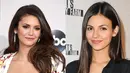 Nina Dobrev dan Victoria Justice. Kedua aktris cantik ini memiliki kemiripan, terutama rambut keduanya yang sama-sama panjang dan berwarna coklat gelap. (AFP/Bintang.com)