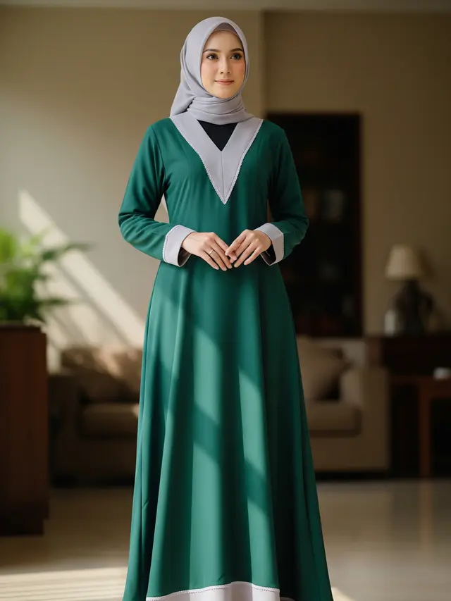 9 Model Gamis Elegan Kombinasi 2 Warna untuk Ramadan 2026