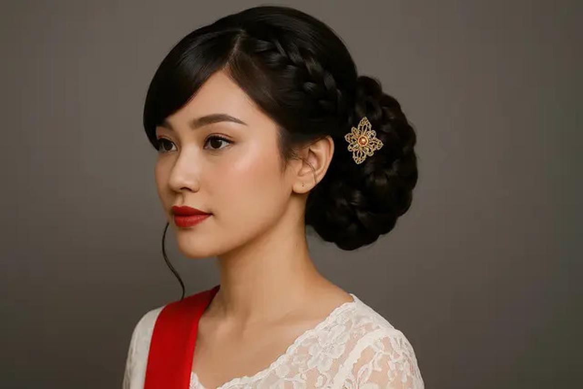 7 Model Sanggul Modern dengan Poni untuk HUT RI ke-80, Anggun dan Kekinian