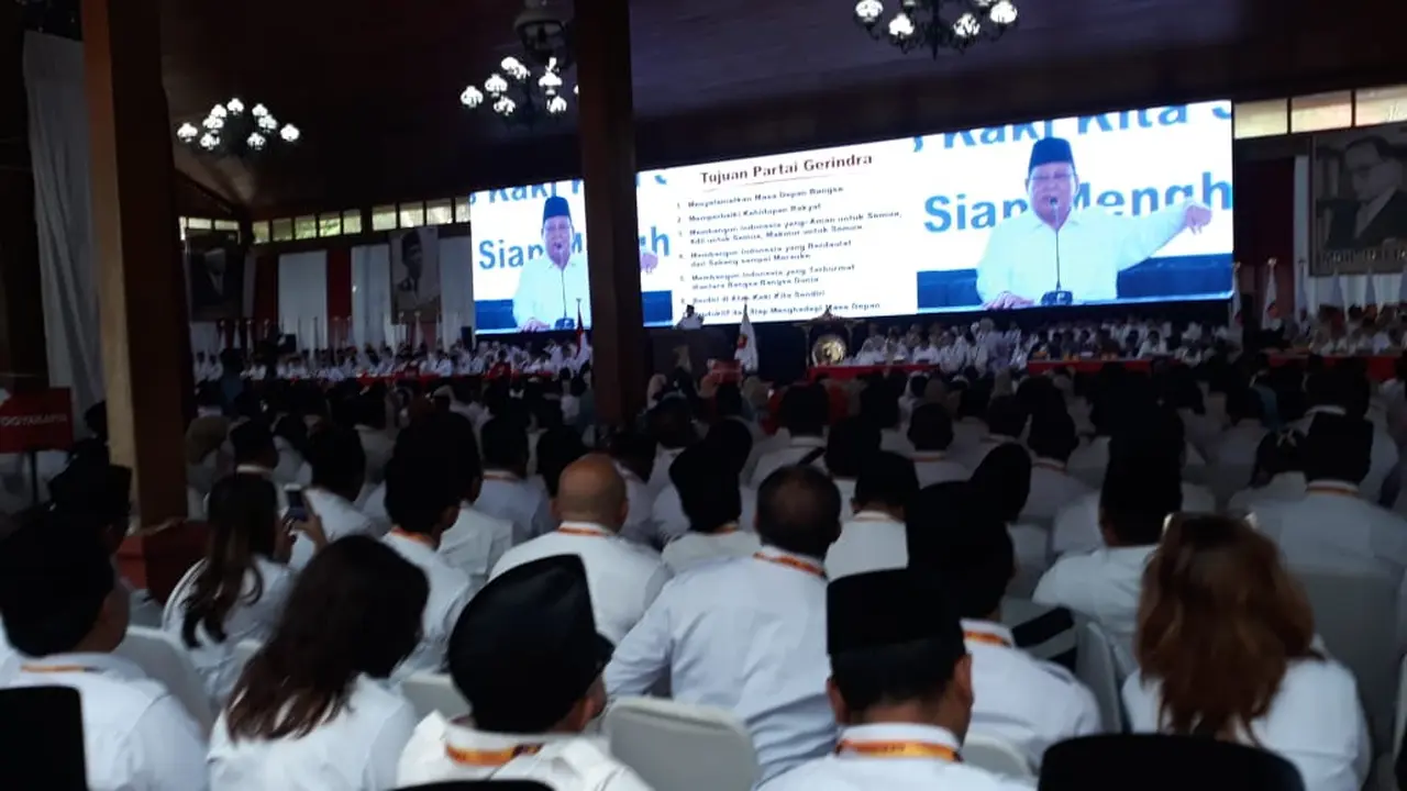 Rapimnas Partai Gerindra yang digelar di Bukit Hambalang, Kabupaten Bogor, Jawa Barat, berlangsung tertutup, Rabu (16/10/2019).