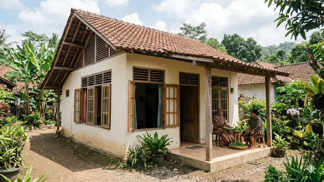 Desain Rumah 1 Lantai Atap Genteng Budget Rp50 Juta di Desa (Foto: Gemini AI)