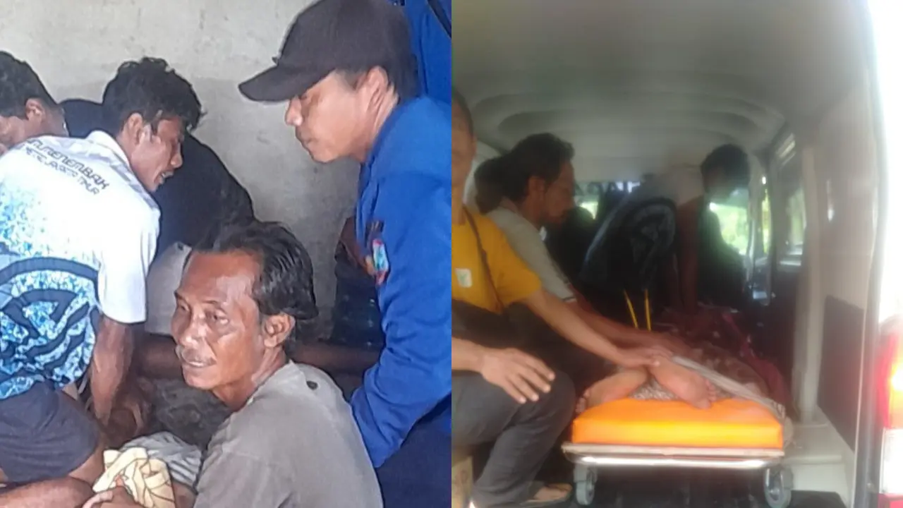 Proses evakuasi pria depresi karena ingin menikah yang nekat masuk sumur dibantu oleh petugas Damkarmat Lampung Selatan. (Dok. Istimewa).