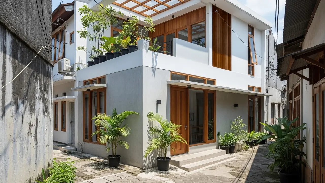 Ilustrasi Rumah di Gang Sempit