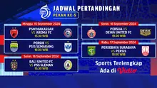 Jadwal Siaran Langsung BRI Liga 1 2024/25 Pekan Kelima di Vidio, 15-18 September 2024. (Sumber: dok. vidio.com)
