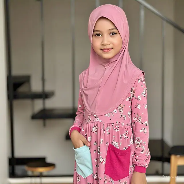 Model Baju Gamis Anak Perempuan Terbaru, Gamis dengan Double Pocket