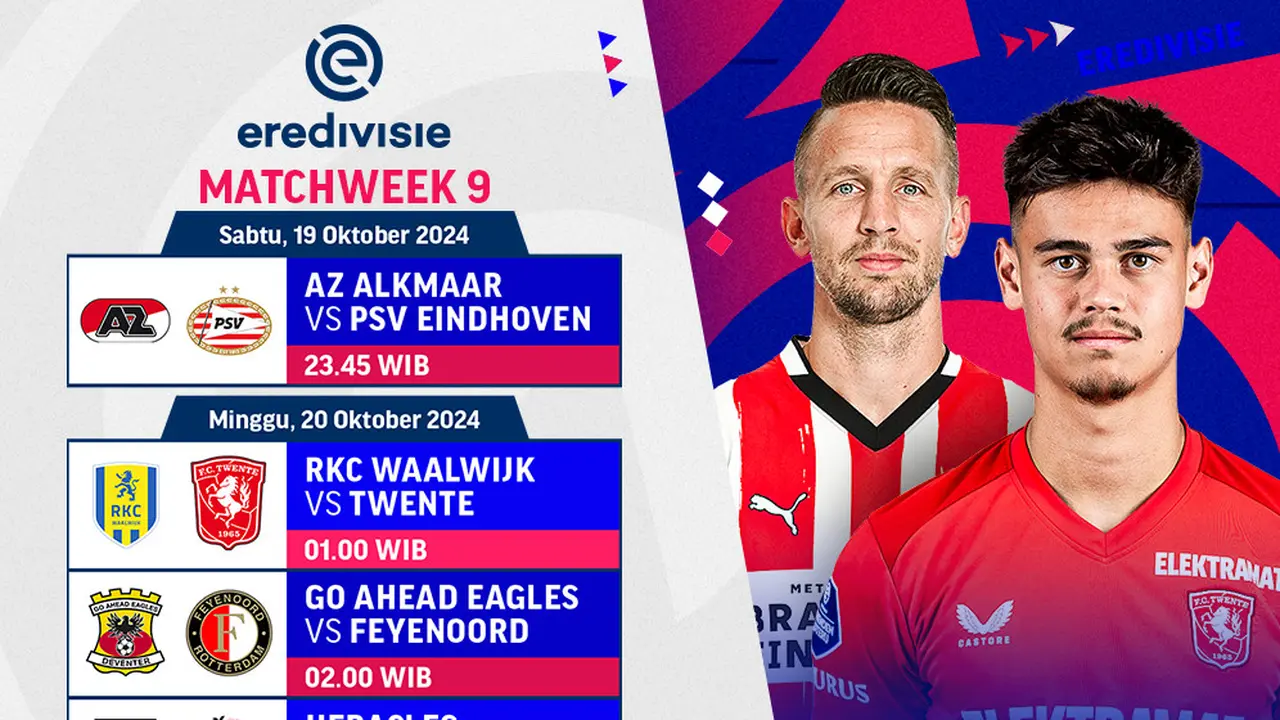 Jadwal Pertandingan Eredivisie 2024/25 Matchweek 9 di Vidio