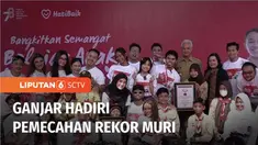 Gubernur Jawa Tengah, Ganjar Pranowo, menghadiri acara pemecahan rekor MURI pemberian paket alat tulis kepada pelajar tingkat SD, SMP, dan SMA terbanyak di satu lokasi. Sebanyak 1.017 paket alat tulis diserahkan sejumlah influencer medsos pada pelaja...