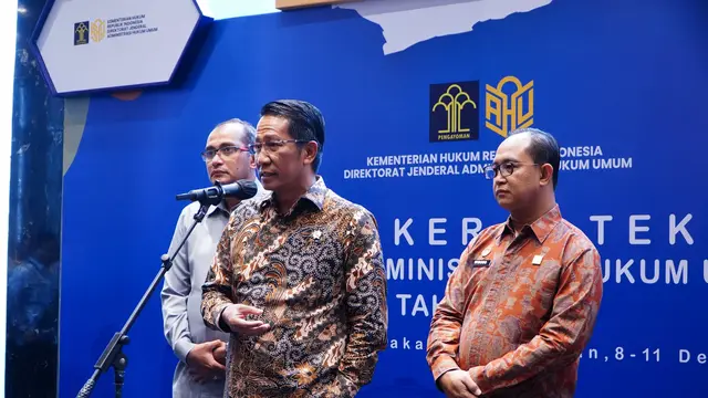 Menteri Hukum Republik Indonesia (Menkum RI) Supratman Andi Agtas saat menghadiri pembukaan Rapat Kerja Teknis Layanan AHU di Jakarta. (Istimewa)