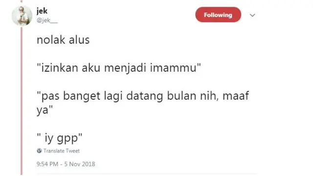 6 Cuitan Kocak Nolak Halus, Bikin Hati Perih
