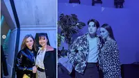 Pose Raline Shah bersama Chloe Grace Moretz sera Alyssa Daguise bareng Mingyu SEVENTEEN di fashion show Louis Vuitton di Seoul, Korea Selatan (Foto: Instagram ralineshah/alyssadaguise)