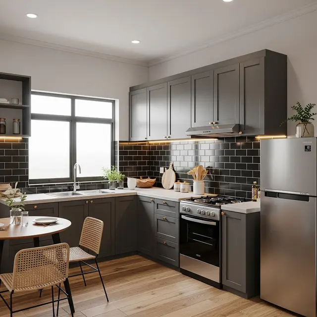 12 Kombinasi Warna Lantai, Kitchen Set, dan Backsplash yang Harmonis