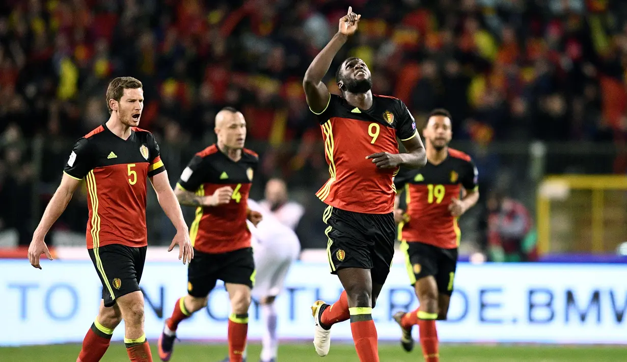 Belgia lolos ke putaran final Piala Dunia setelah menguasai puncak klasemen grup H dengan raihan 25 poin dan satu laga tersisa melawan siprus. (AFP/Yorick Jansens)