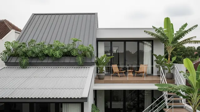Rumah Minimalis Modern dengan Atap Datar dan Miring