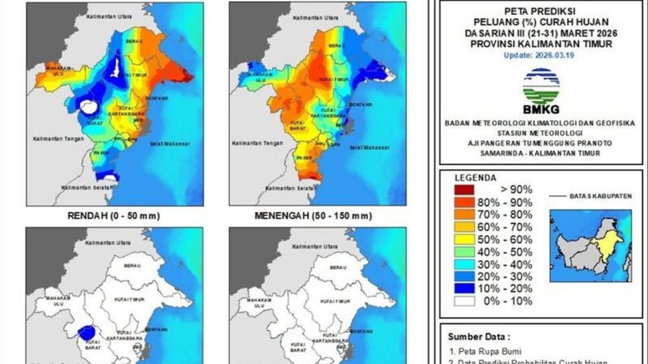 BMKG Prediksi Hujan Ringan di Sebagian Wilayah Kalimantan Timur Selama Libur Lebaran 2026