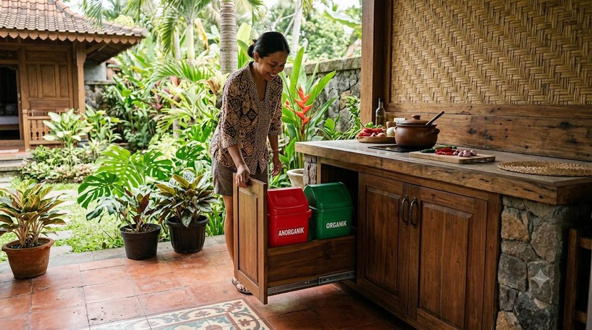 Inspirasi Tempat Sampah Tersembunyi di Teras/AI Generated