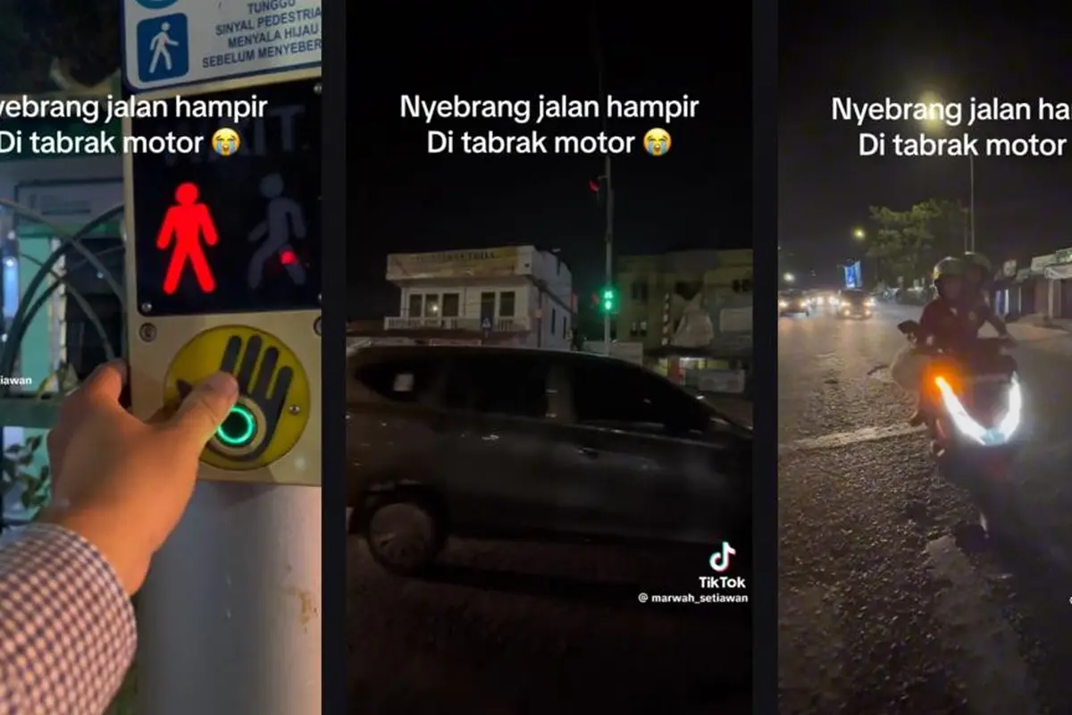 Hampir Ditabrak Motor Karena Menyebrang Jalan