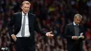Ekspresi manajer Manchseter United, David Moyes pada pertandingan Liga Inggris antara Manchester United melawan Chelsea di Stadion Old Trafford, Manchester Selasa 27 Agustus 2013. (AFP/Andrew Yates)