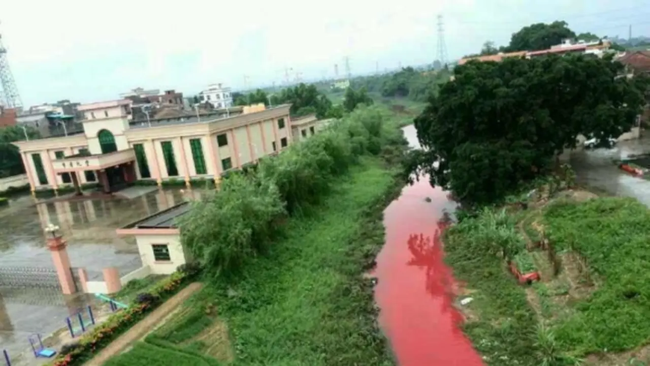 Sungai di Kediri Berwarna Merah Darah