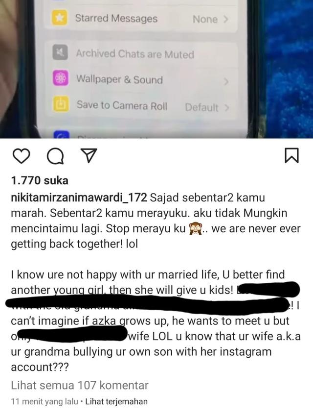 Unggahan Nikita Mirzani. (Foto: Instagram @nikitamirzanimawardi_172)