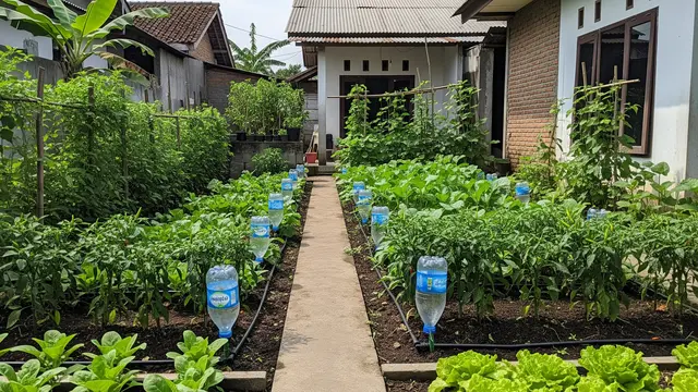 Ide Kebun Sayur Tanpa Modal Awal yang Langsung Bisa Dipraktikkan di Rumah Dengan Sistem Irigasi Tetes Sederhana dari Botol Air Mineral Bekas