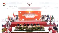 Komisi Pemilihan Umum Republik Indonesia (KPU RI) membacakan hasil rekapitulasi nasional Pemilihan Umum atau Pemilu 2024 pada Rabu (20/3/2024). (Tangkapan Layar YouTube KPU RI)