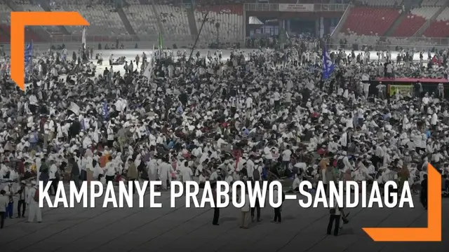 Lautan massa mayoritas berbaju putih memadati stadion GBK dalam rangka kampanye akbar pasangan capres cawapres Prabowo-Sandiaga Uno.